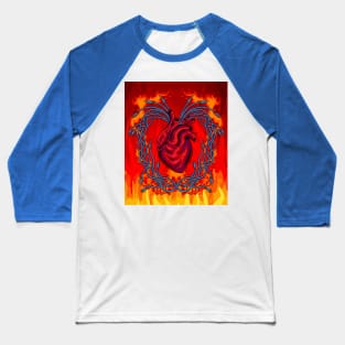 Flames Burning Heart On Fire Baseball T-Shirt